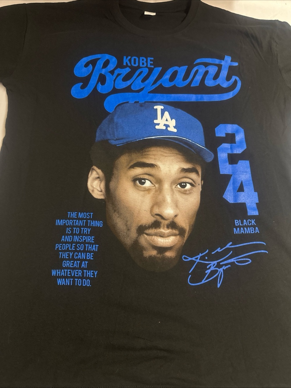 Black Graphic Sports Tee with Blue Print